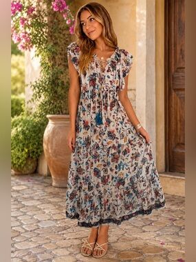 Me 2 Magic Bohemian Floral Tiered Maxi Dress – Romantic Boho Cottagecore